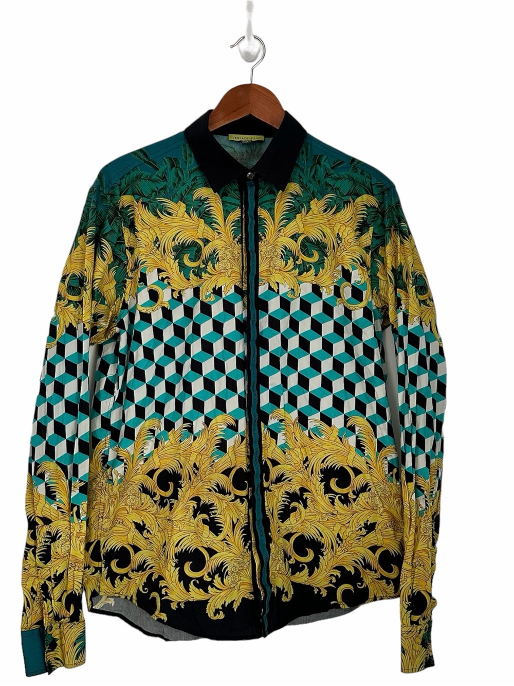 Versace Jeans Cube Baroque Print Sportshirt Button Up Shirt Size S